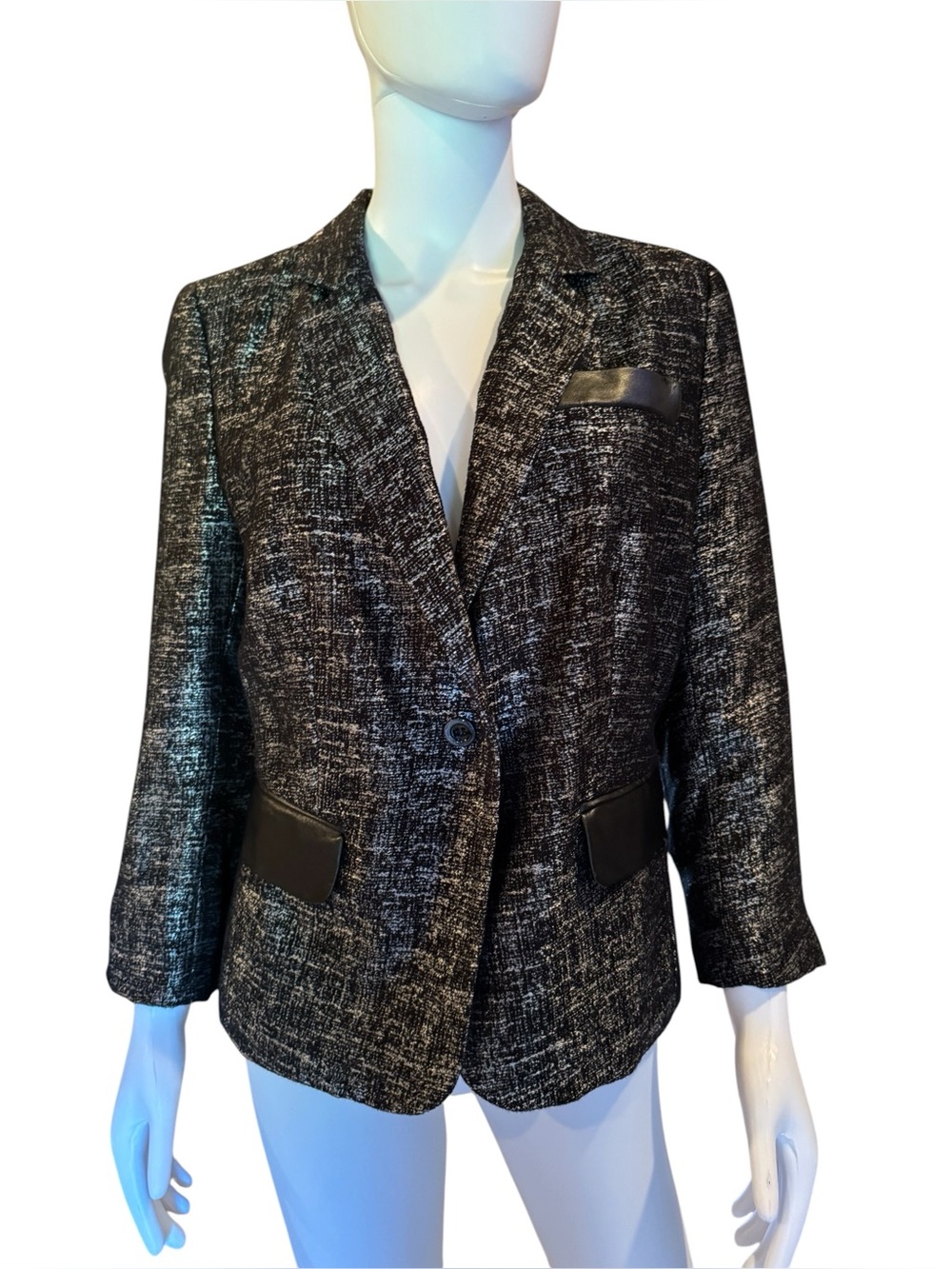 Allen B. By Allen Schwartz Black and Gray Textured Blazer